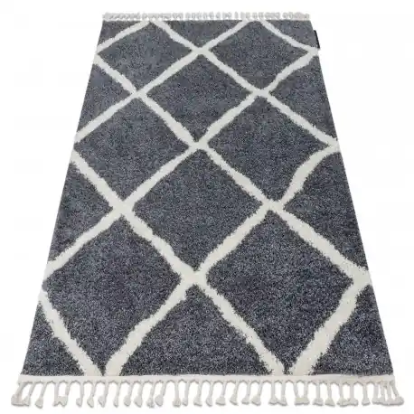 Tappeto BERBER CROSS B5950 grigio / bianco Frange berbero marocchino shaggy