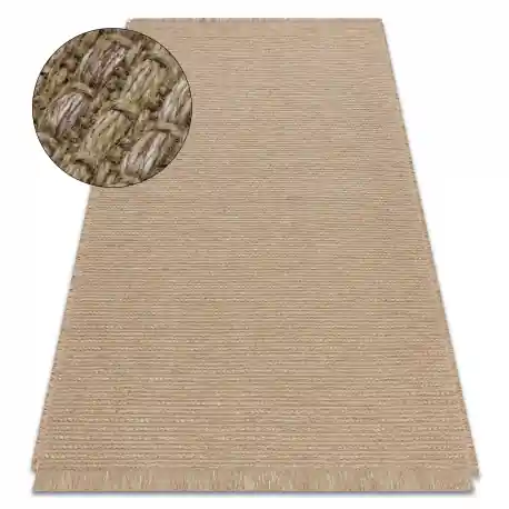 Tappeto JUTA 3652 beige scuro un colore - juta, tessitura piatta, frange