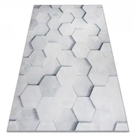 Tappeto lavabile ANDRE 1180 Nido d'ape, esagono 3D antiscivolo - grigio - PRODOTTO DI SECONDO GRADO