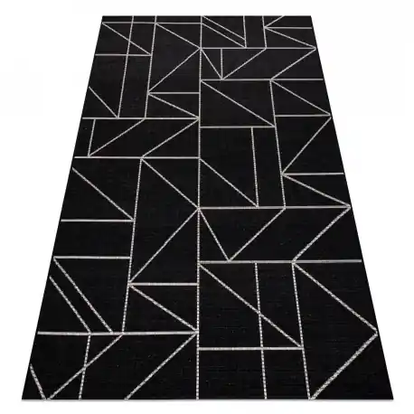 TAPPETO DI SPAGO SIZAL FLOORLUX 20605 nero / argento TRIANGOLI, GEOMETRICO - PRODOTTO DI SECONDO GRADO