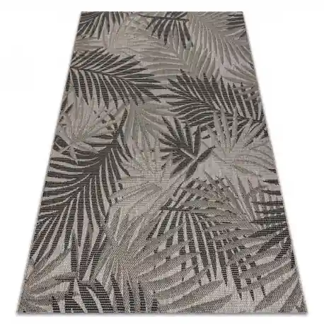 TAPPETO DI SPAGO SIZAL FLOORLUX 20504 FOGLIE argento / nero GIUNGLA - PRODOTTO DI SECONDO GRADO