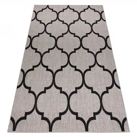 TAPPETO DI SPAGO SIZAL FLOORLUX 20608 Traliccio marocchino argento / nero - PRODOTTO DI SECONDO GRADO