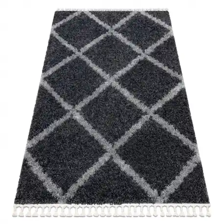 Tappeto UNION 3482 traliccio grigio Frange berbero marocchino shaggy