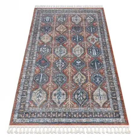 Tappeto moderno BELLE BG60A maro / rosa Frange