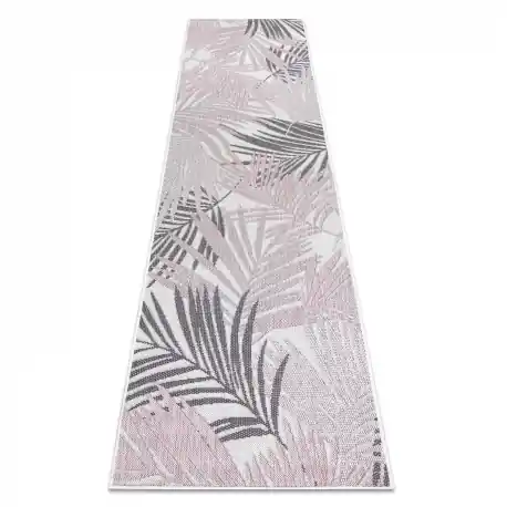 Tappeto SIZAL SION tappeti passatoie, foglie di palma, tropicale 2837 tessuto piatto ecru / rosa