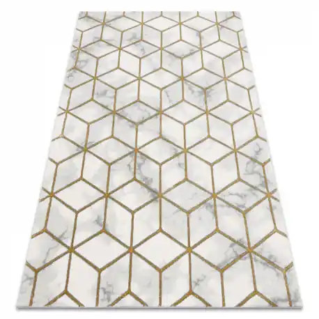 Tappeto EMERALD esclusivo 1014 glamour, elegante cubo crema / oro