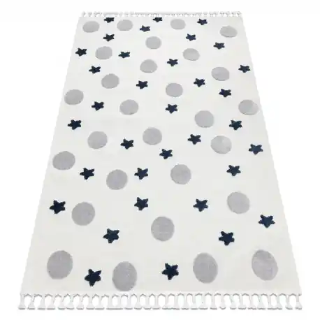 Tappeto YOYO GD75 bianco / grigio - Stelle, cerchi per bambini, strutturali, sensoriali Frange