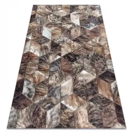 Tappeto PATCHWORK 21715 marrone - Pelle di vacchetta, Diamanti