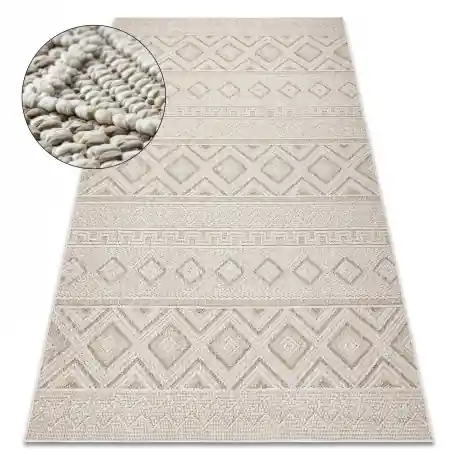 Tappeto JERSEY 19234 beige - Rombi strutturali, loop BOHO