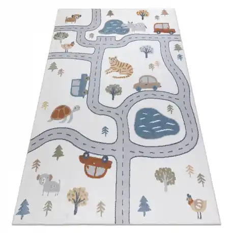 Tappeto BONO 8283 Strada, animali crema / grigio chiaro