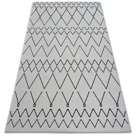 Tappeto SENSE Micro 81249 ZIGZAG ETNO bianco/blu