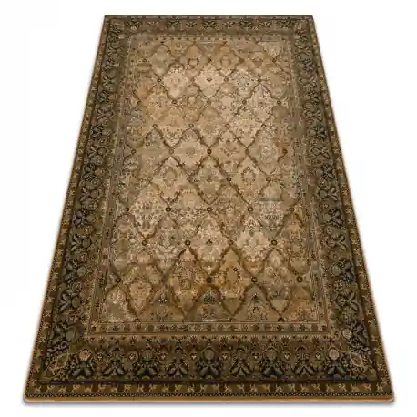 Tappeto di lana SUPERIOR Grenada Telaio, diamanti, orientale - cognac