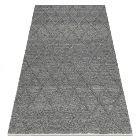Tappeto in lana TAHAR 99001K antracite - TESSUTO A MANO, rombi, boho