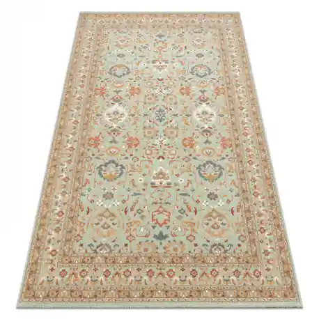 Tappeto in lana SOHO 477.26.LA400 OSTA - Ornamento, cornice, naturale verde / beige