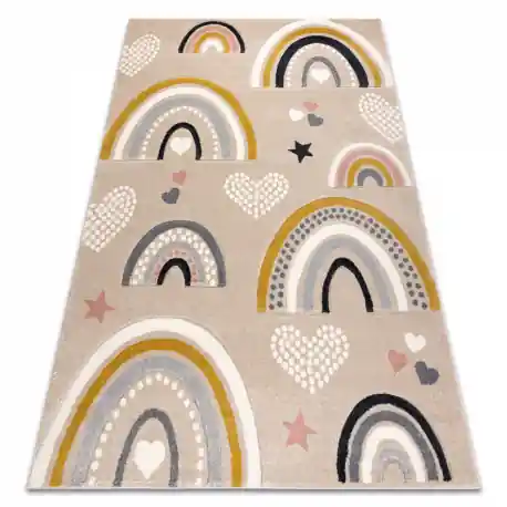 Tapis KIDDO 6109 crème / bianco, arcobaleno, cuori pour enfants, sensoriel