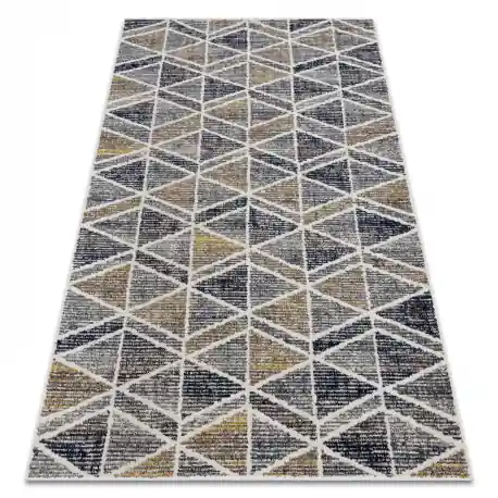 Tappeto moderno MUNDO D7891 diamanti, triangoli 3D da esterno grigio / beige