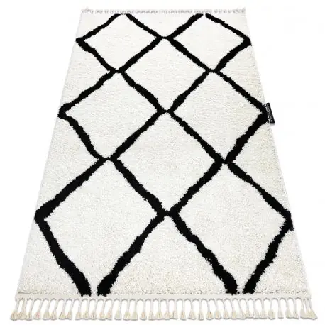 Tappeto BERBER CROSS bianco Frange berbero marocchino shaggy