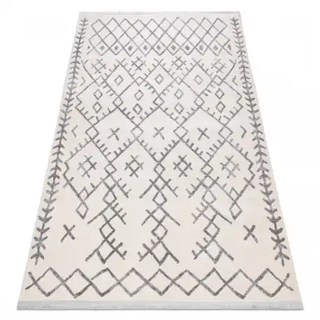 Tappeto moderno REBEC frange 51136A - due livelli di pile crema