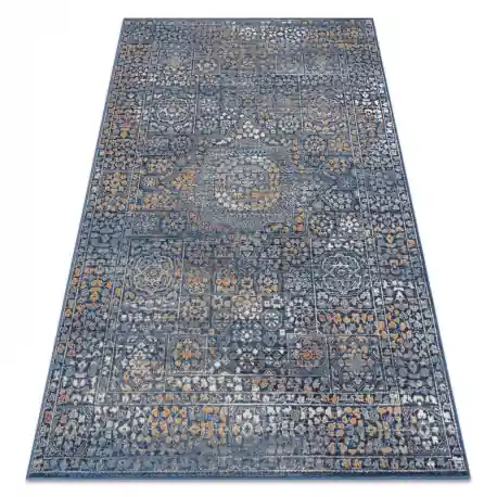 Tappeto in lana NAIN Ornamento 7708/51911 blu scuro / arancia