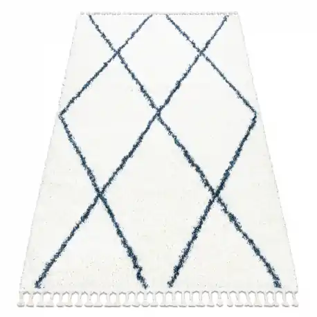 Tappeto UNION 3683 crema / blu Frange berbero marocchino shaggy
