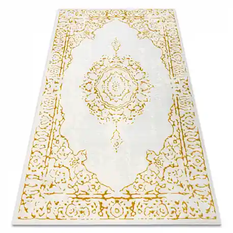 Tappeto CORE 6268 Frame, ornamento ombreggiato - strutturale, due livelli di pile, avorio / oro