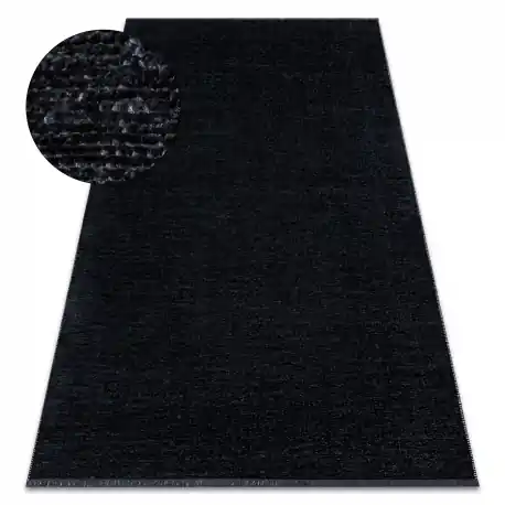Tappeto FLORENCE 24021 Monocolore, glamour, tessitura piatta, frange - nero