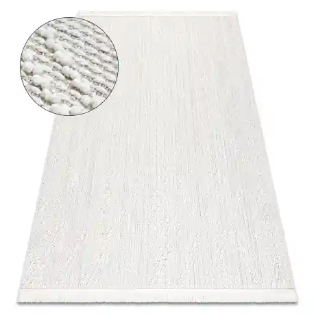 Tappeto NANO EN14A Diamanti, loop, tessuto piatto bianco