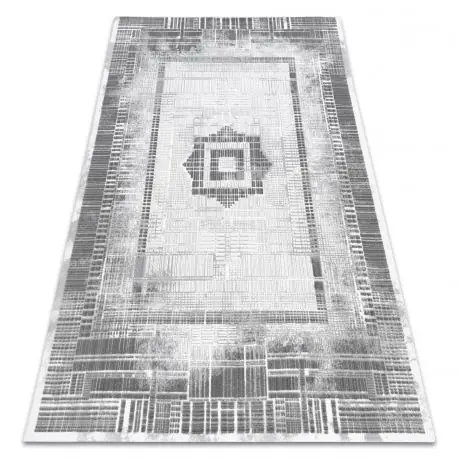 Tappeto ACRILICO VALS 0W1736 C53 87 Piazze strisce grigio scuro / grigio chiaro