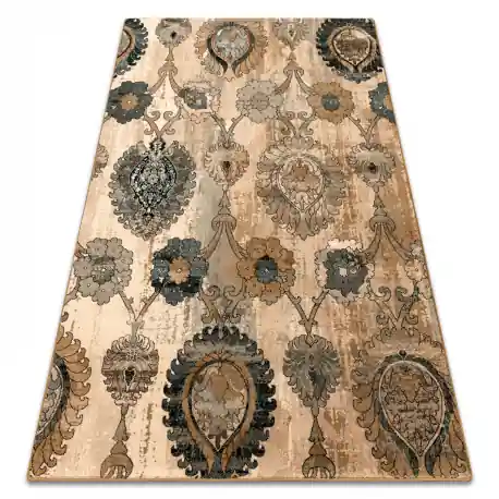 Tappeto di lana POLONIA Olivo Ornamento kamel beige