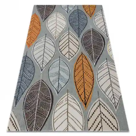 Tappeto moderno MUNDO E0641 fogliame da esterno blu / beige