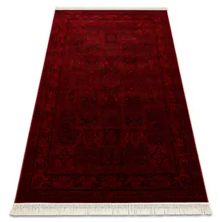 ORIENT 5365 tappeto bordeaux / nero Cornice, orientale, con frange