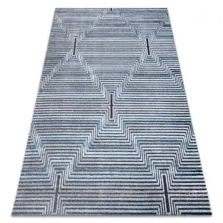 Tappeto Structural SIERRA G5018 tessuto piatto blu - strisce, quadri
