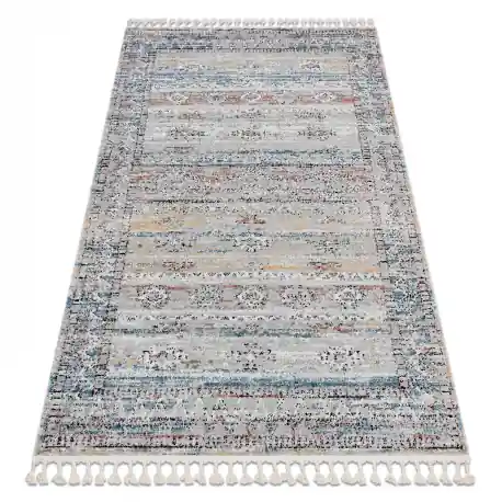 Tappeto moderno BELLE BN25A beige / blu Frange