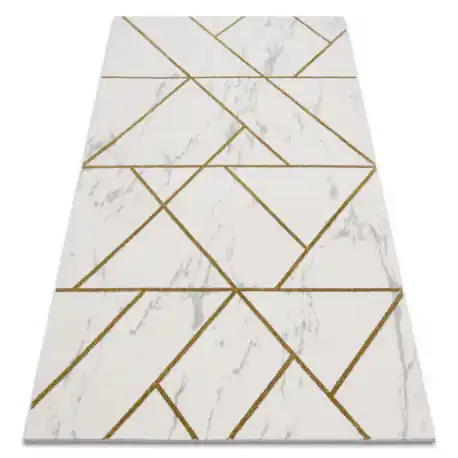 Tappeto EMERALD esclusivo 1012 glamour, elegante géométrique, Marmo crema / oro