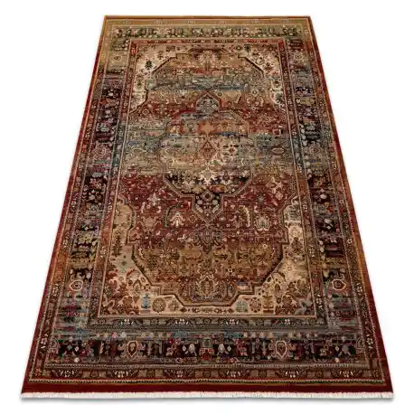 Tappeto in lana KESHAN frange, Ornamento orientale 7518/53528 beige / blu scuro