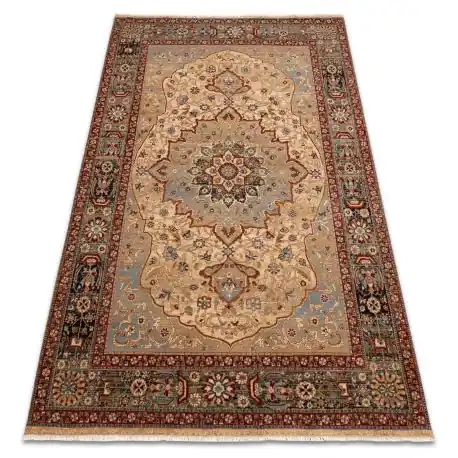 Tappeto in lana KESHAN frange, Rosone orientale 7519/53555 beige / blu scuro