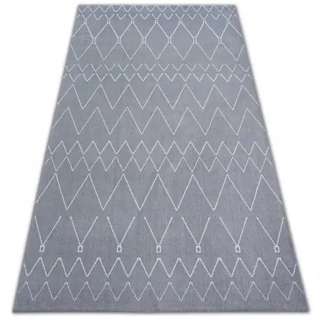 Tappeto SENSE Micro 81249 ZIGZAG ETNO argento/bianco