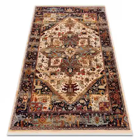 Tappeto in lana KESHAN frange, Ornamento orientale 2886/53555 beige / chiaretto