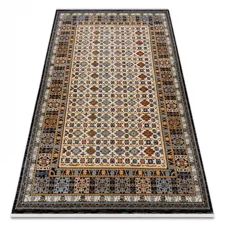 Tappeto in lana KESHAN frange, Telaio orientale 6428/53551 beige / blu scuro