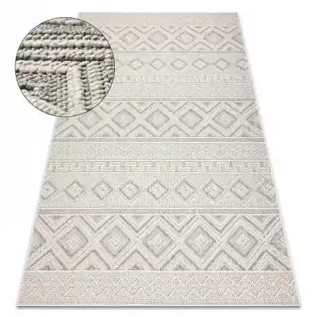 Tappeto JERSEY 19234 grigio - Rombi strutturali, loop BOHO