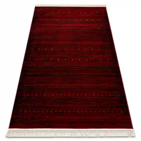 ORIENT 5820 tappeto bordeaux / nero Orientale, strisce con frange