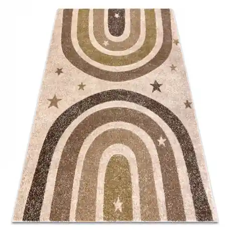 Tapis KIDDO 3854 crème / marrone chiaro, arcobaleno, stelle pour enfants, sensoriel