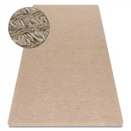 Tappeto JUTA 3650 linee beige un colore - juta, tessitura piatta, frange