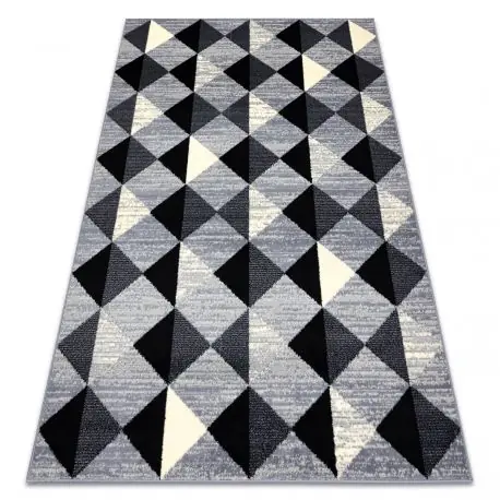 Tappeto BCF BASE 3987 Trigone, triangoli, piazze, geometrico grigio / avorio