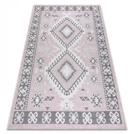 Tappeto SIZAL SION azteco 3007 tessuto piatto rosa / ecru