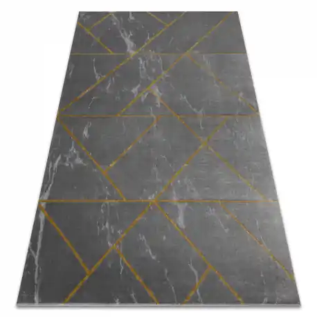 Tappeto EMERALD esclusivo 1012 glamour, elegante géométrique, Marmo grigio / oro