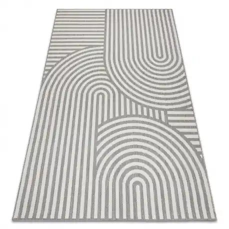 Tappeto SIZAL FLAT 49376637 Cerchi a righe grigio / crema