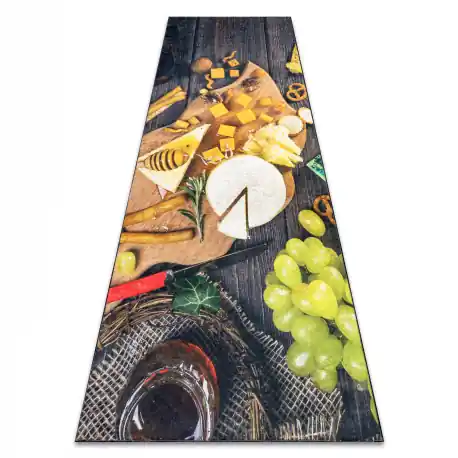 Tappeto lavabile ANDRE 9009 Snack per la cucina antiscivolo - marrone / giallo