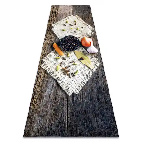 Tappeto lavabile ANDRE 29040 Spezie, per la cucina, antiscivolo - marrone / beige