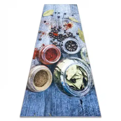 Tappeto lavabile ANDRE 33550 Spezie per la cucina, antiscivolo - blu / verde